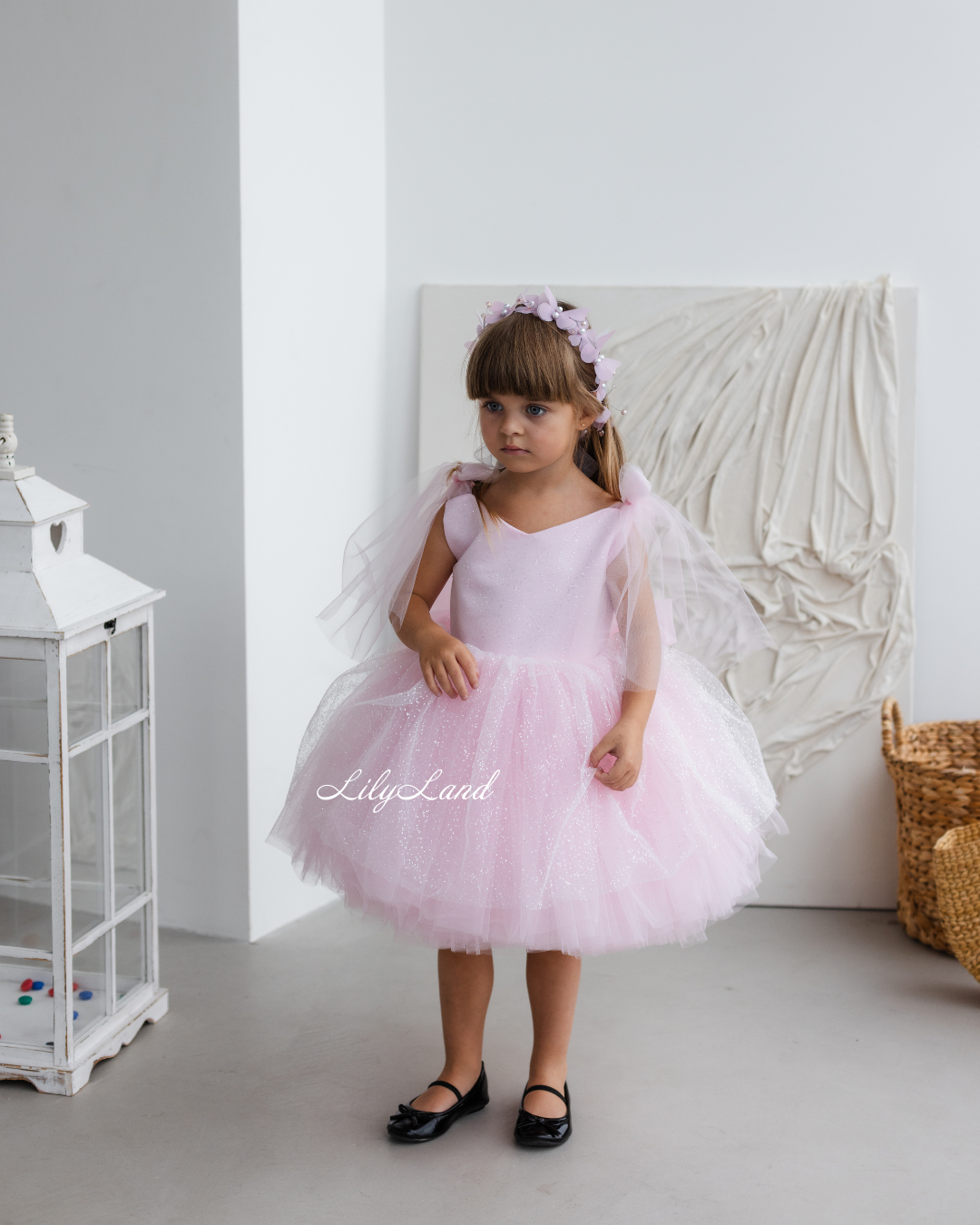 Judy Sparkling Tulle Sleeveless Girl Dress in Blush Light Pink