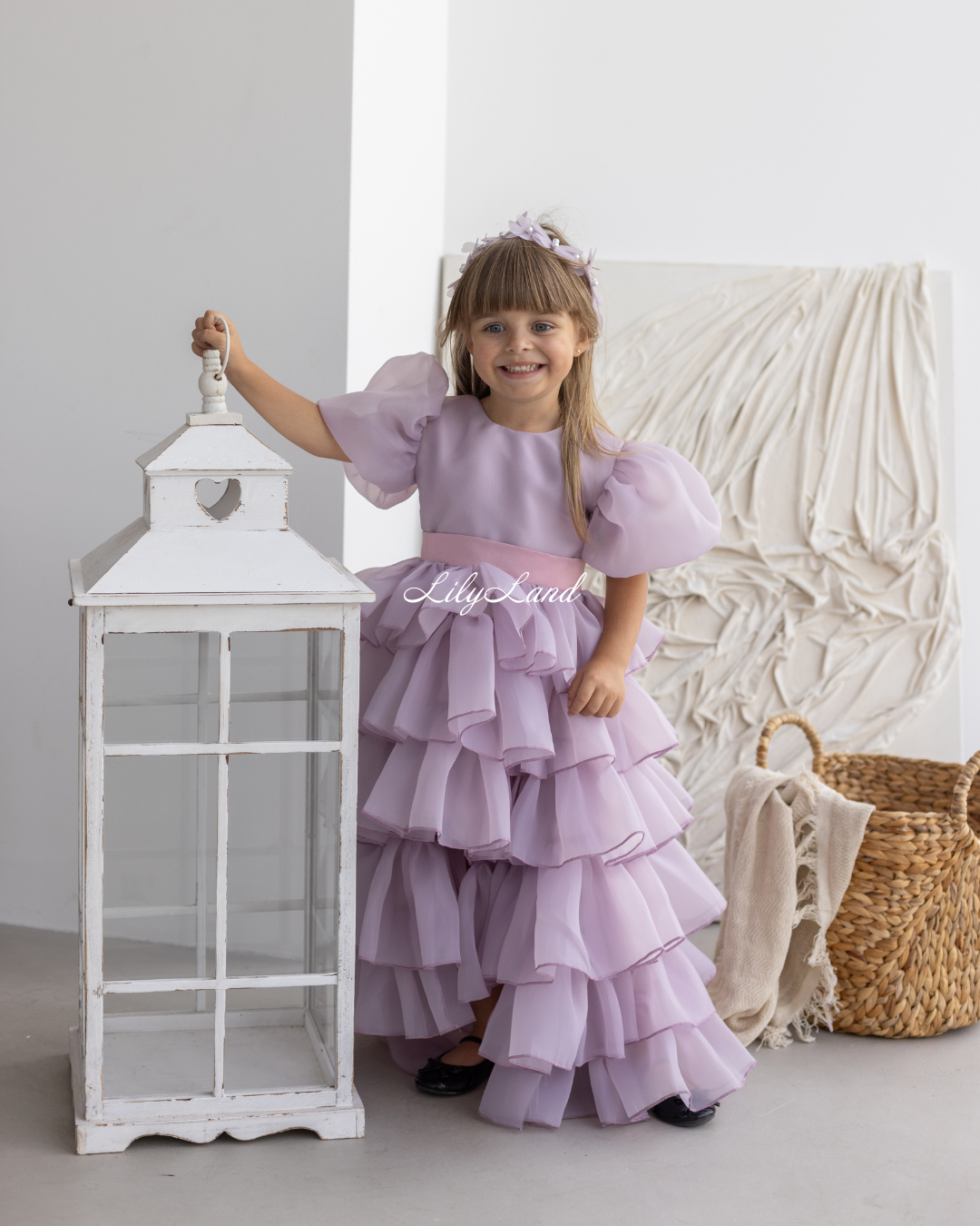 Julia Multilayered Girl Dress In Pale Lavender