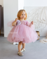 Chantal Baby Girl Dress in Dusty Rose with Detachable Sleeve