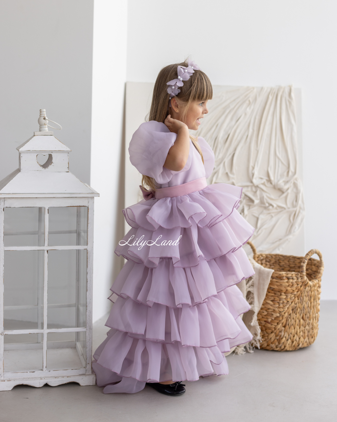 Julia Multilayered Girl Dress In Pale Lavender