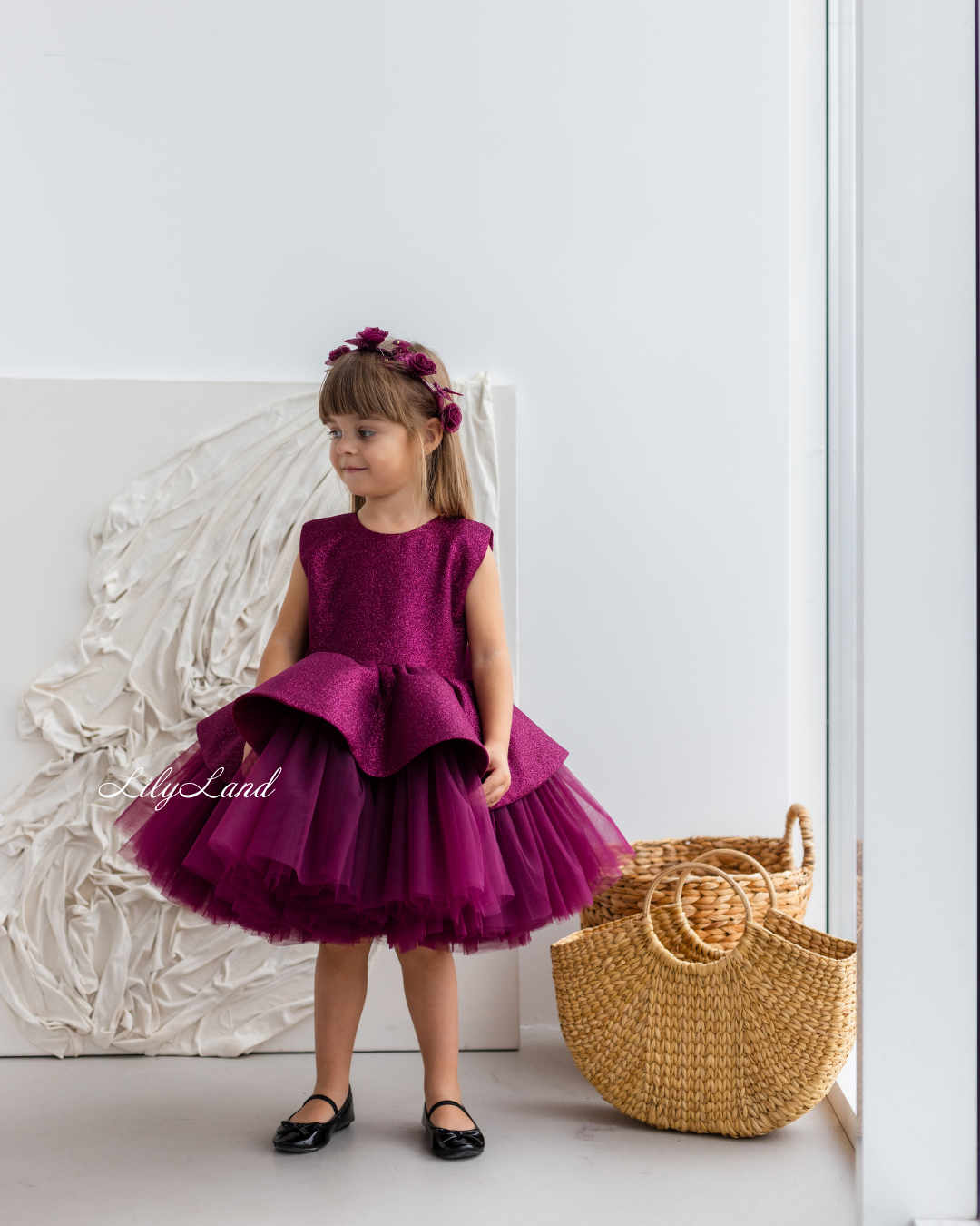 Nancy Tutu Glitter Girl Dress in Burgundy