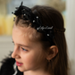 Girl Headpiece in Black with Beads and Glitter Leaves