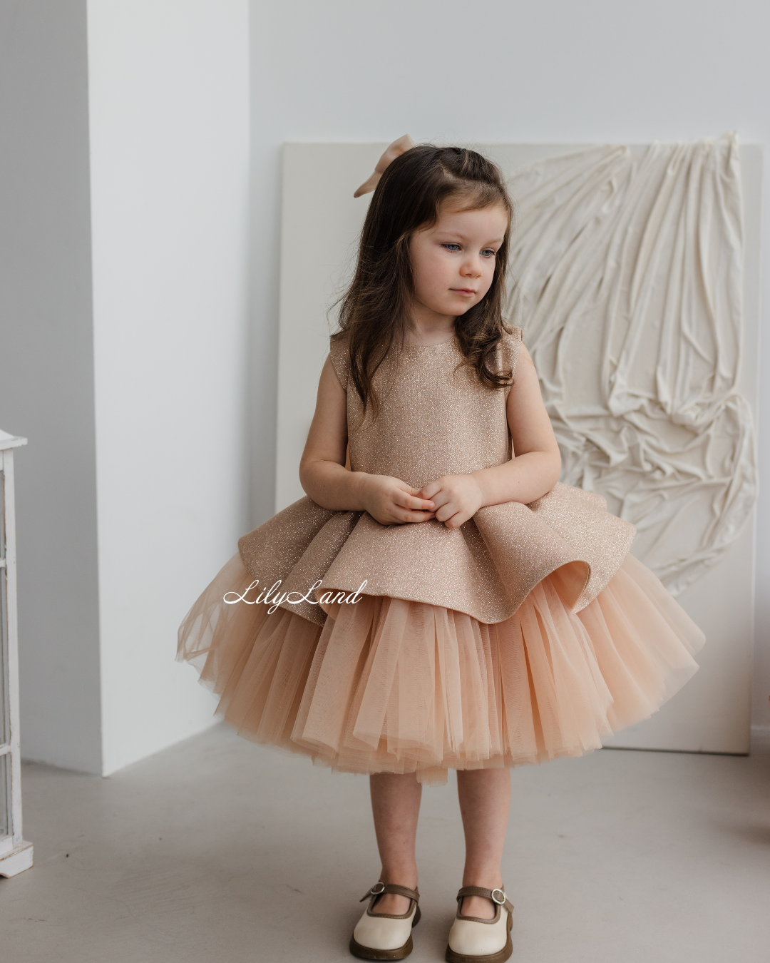 Nancy Tutu Glitter Girl Dress in Beige