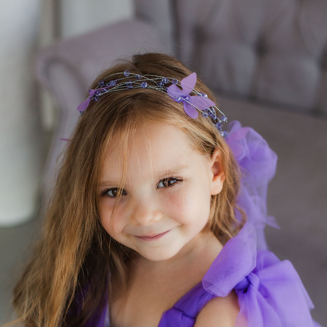 Girl Hair Accessories with Butterflies in Hot Pink