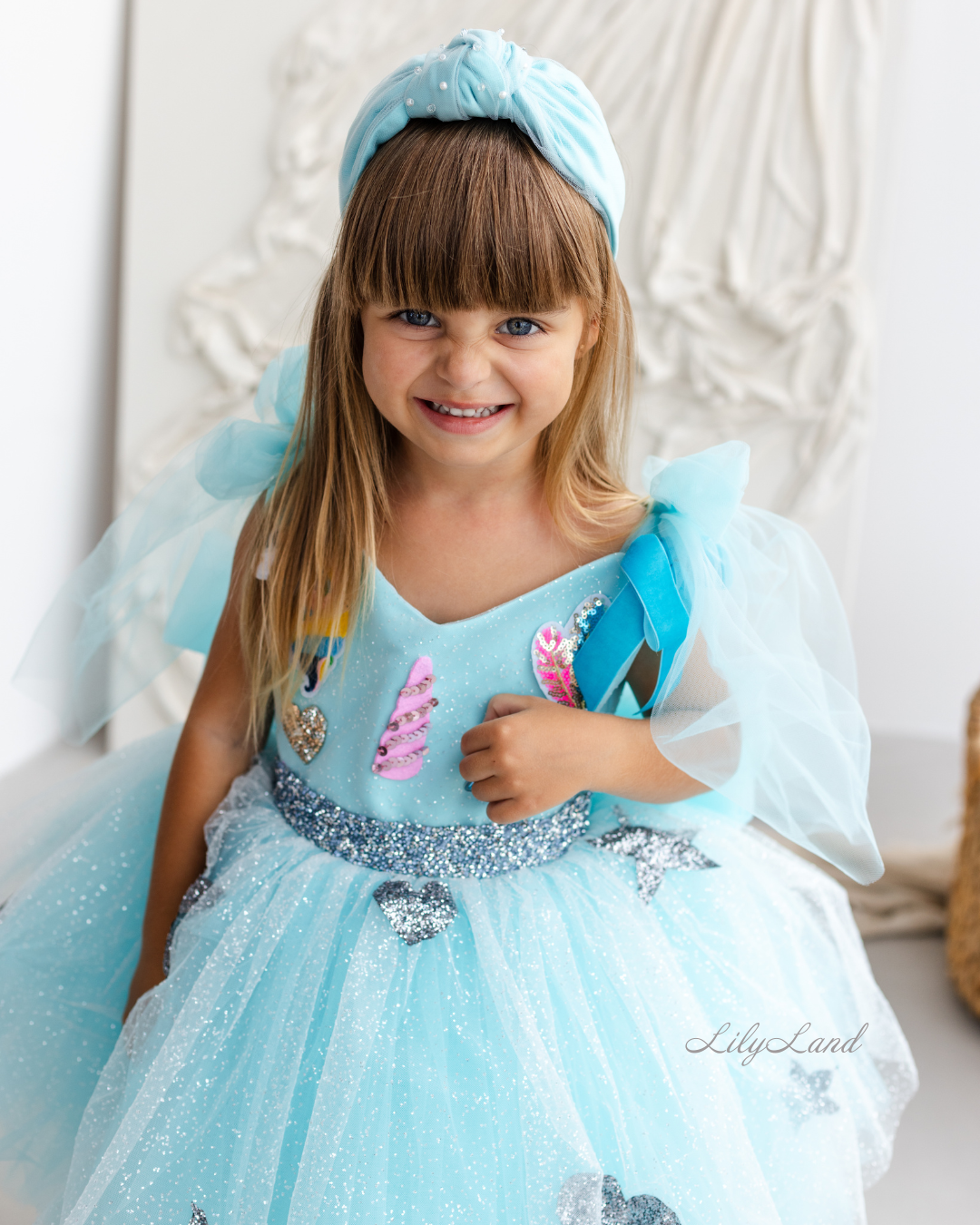 Judy Girl Dress - Unicorn Theme Dress in Tiffany