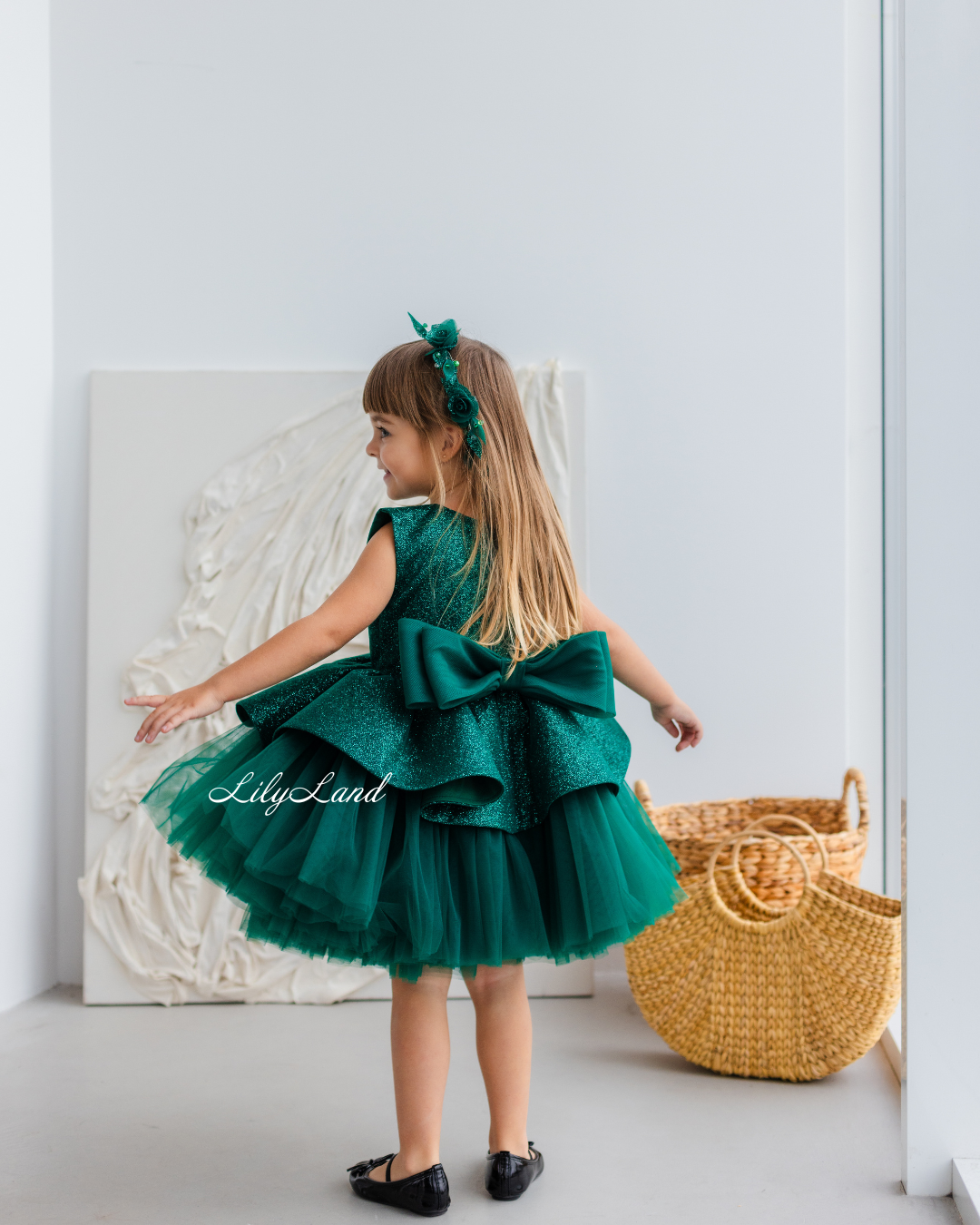 Nancy Tutu Glitter Girl Dress in Emerald Green