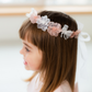 Girl Floral Headband in White and Peach