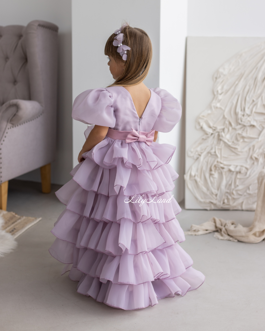 Julia Multilayered Girl Dress In Pale Lavender