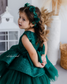 Girl Hair Accessories with Roses and Glitter Leaves in Emerald Green