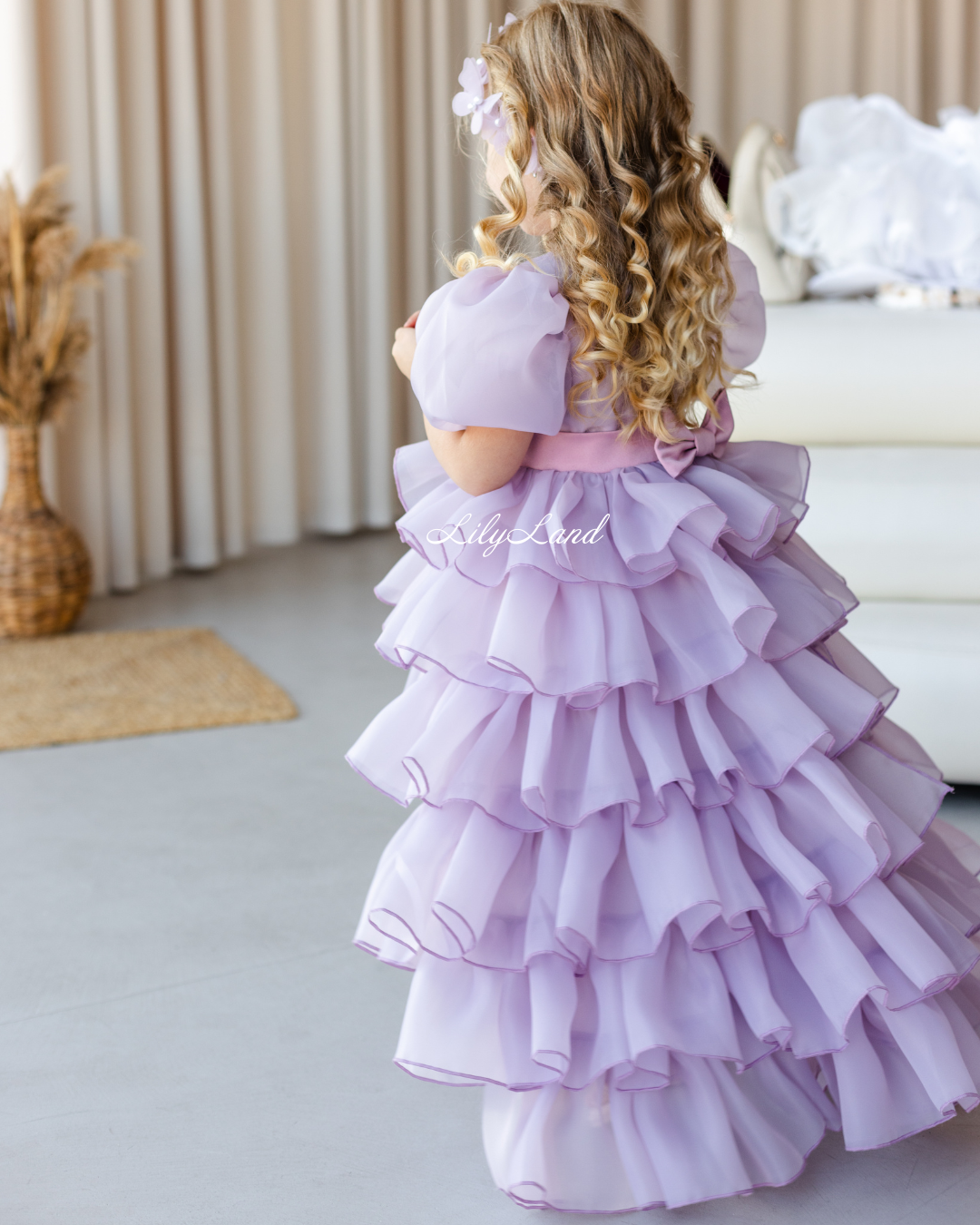 Julia Multilayered Girl Dress In Pale Lavender