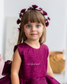 Girl Hair Accessories with Roses and Glitter Leaves in Marsala