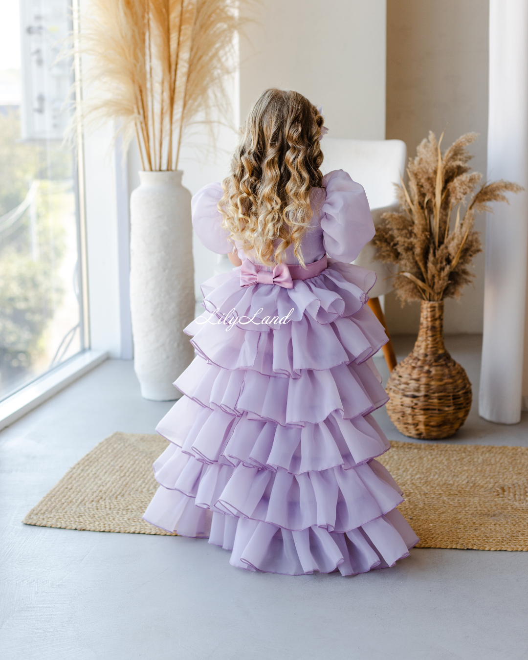 Julia Multilayered Girl Dress In Pale Lavender