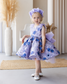 Malva Girl Dress with Floral embroidery and Pearls in Lavender