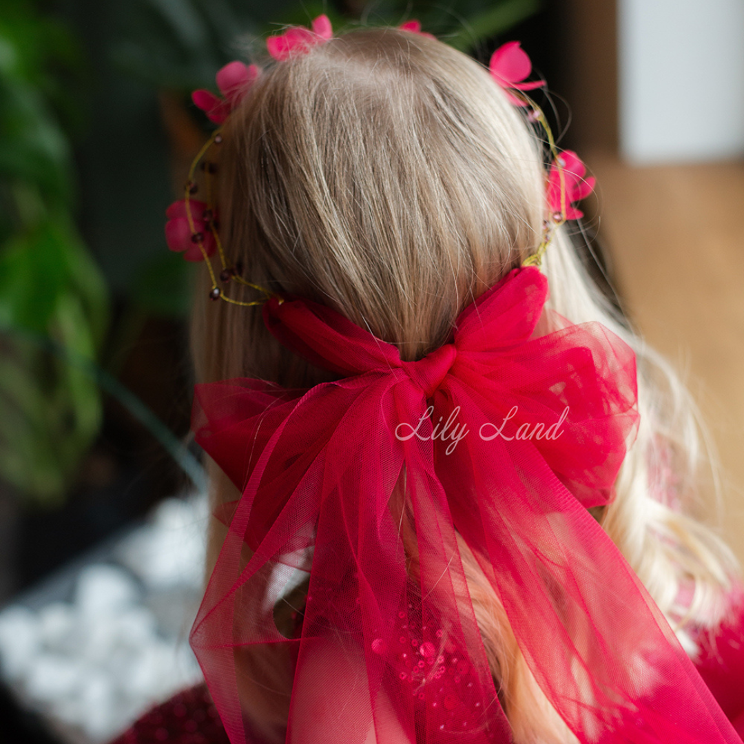 Girl Hair Accessories with Flowers in Burgundy