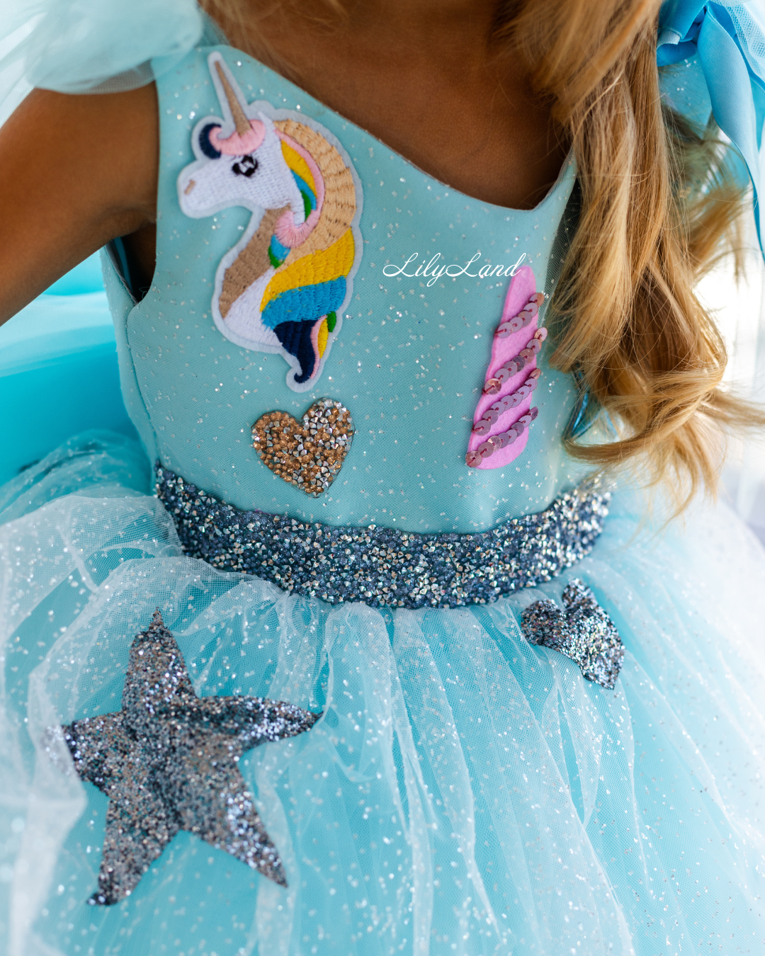 Judy Girl Dress - Unicorn Theme Dress in Tiffany