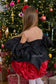 Dolly Glitter Christmas Dress in Black with Red