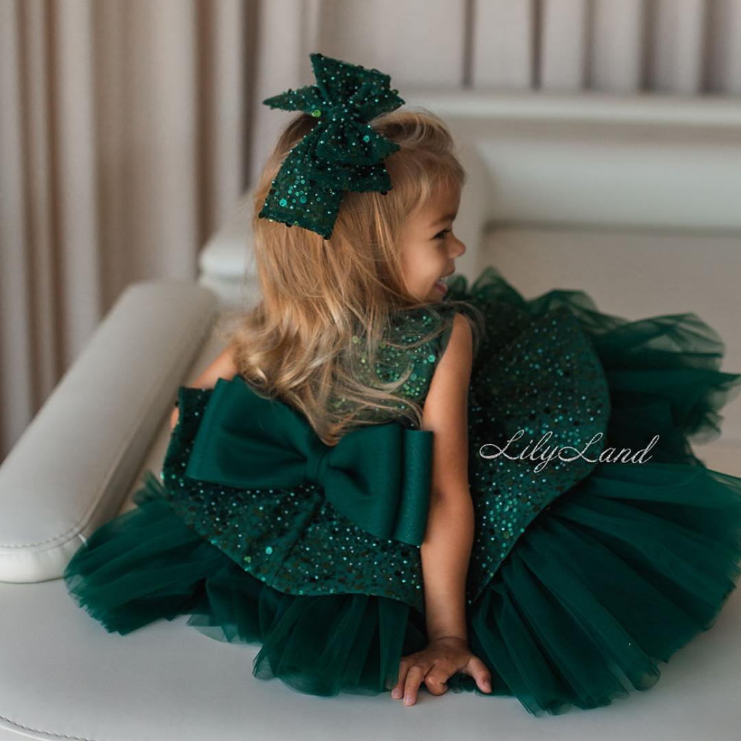 Emerald Green Sequin Girl Hair Bow Pin