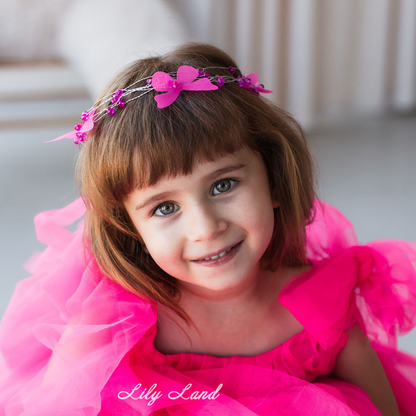 Girl Hair Accessories with Butterflies in Hot Pink