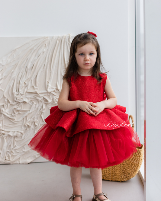 Nancy Tutu Glitter Girl Dress in Red