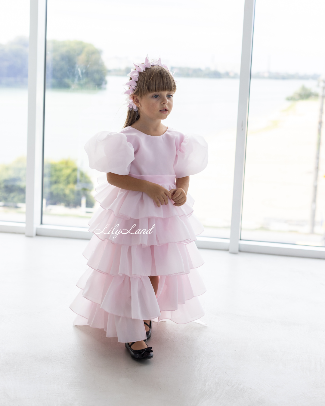 Julia Multilayered Girl Dress In Blush Pink