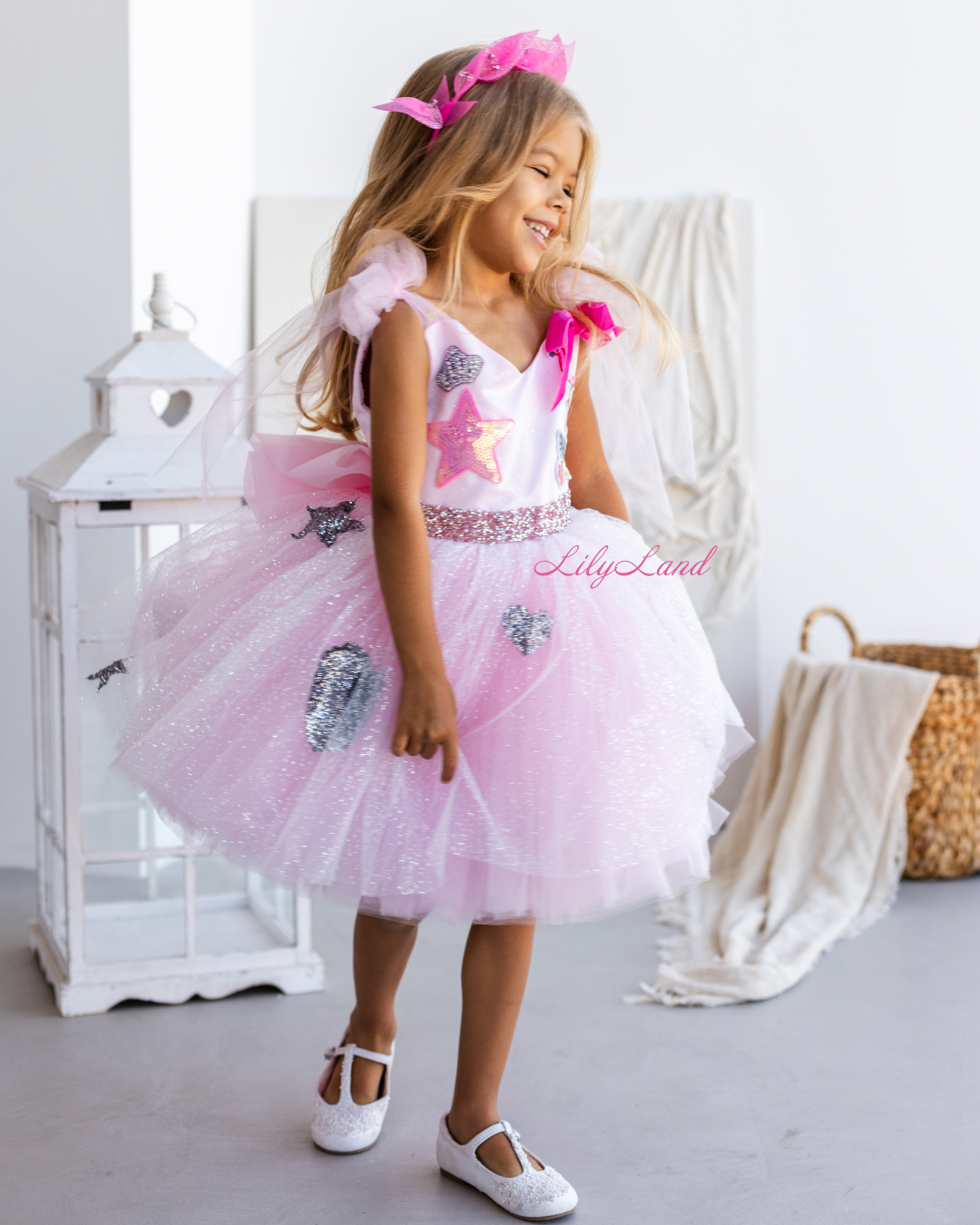 Judy Girl Dress - Flamingo Queen Theme Dress in Pink