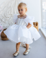 Kira Glitter Puffy Girl Dress in White with Beads