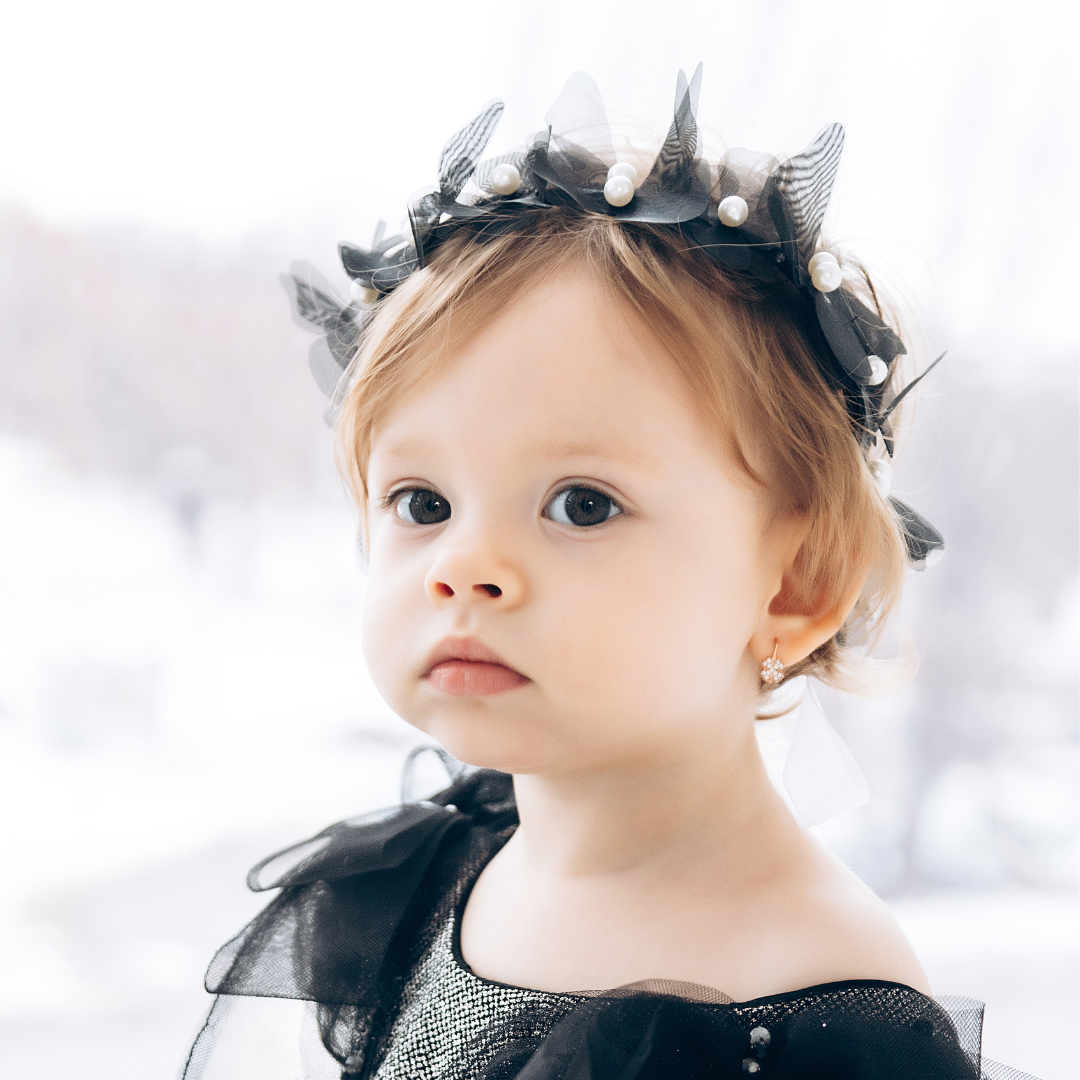 Girl Headband with Butterflies and Flowers in Yellow