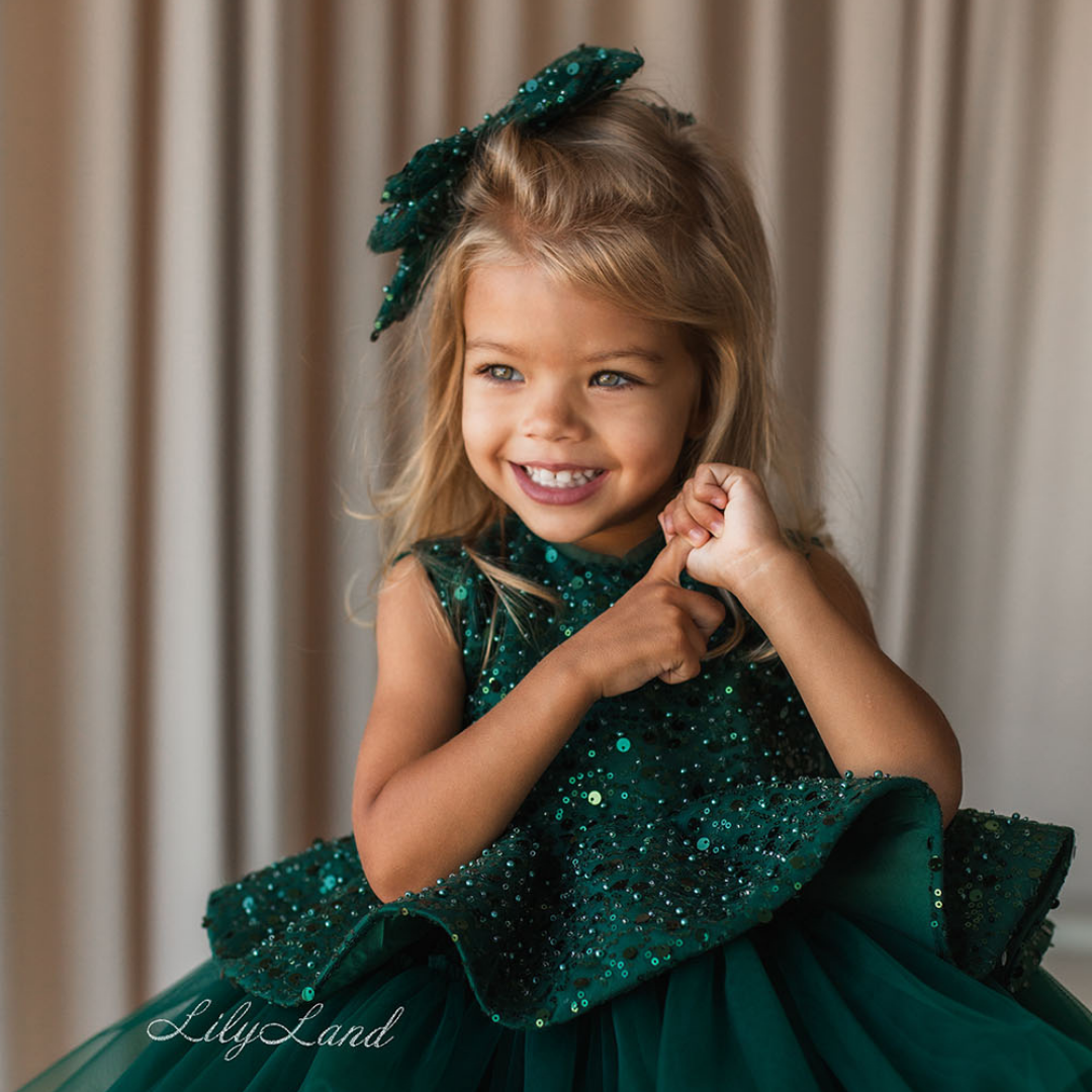 Emerald Green Sequin Girl Hair Bow Pin