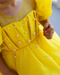 Kira Glitter Puffy Girl Dress in Yellow with Beads