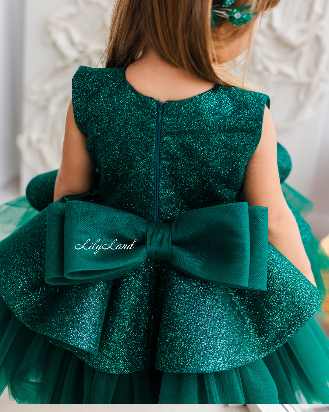 Nancy Tutu Glitter Girl Dress in Emerald Green