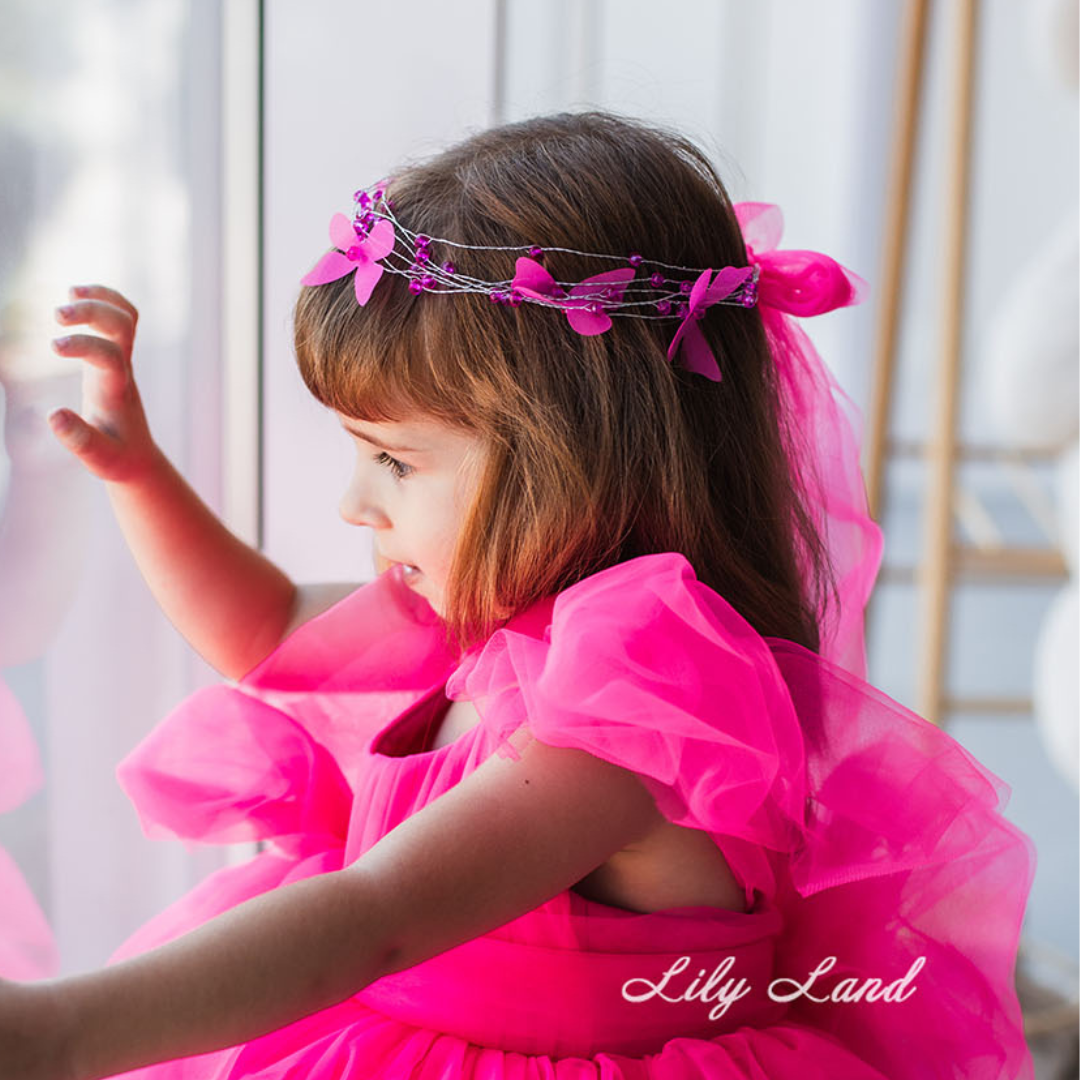 Girl Hair Accessories with Butterflies in Hot Pink