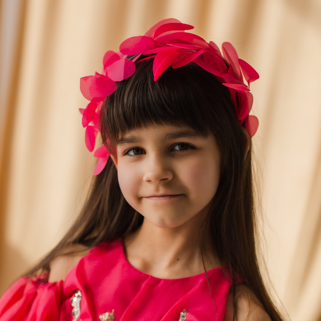 Girl Hair Accessories Headband in Blush Pink with Big Leaves