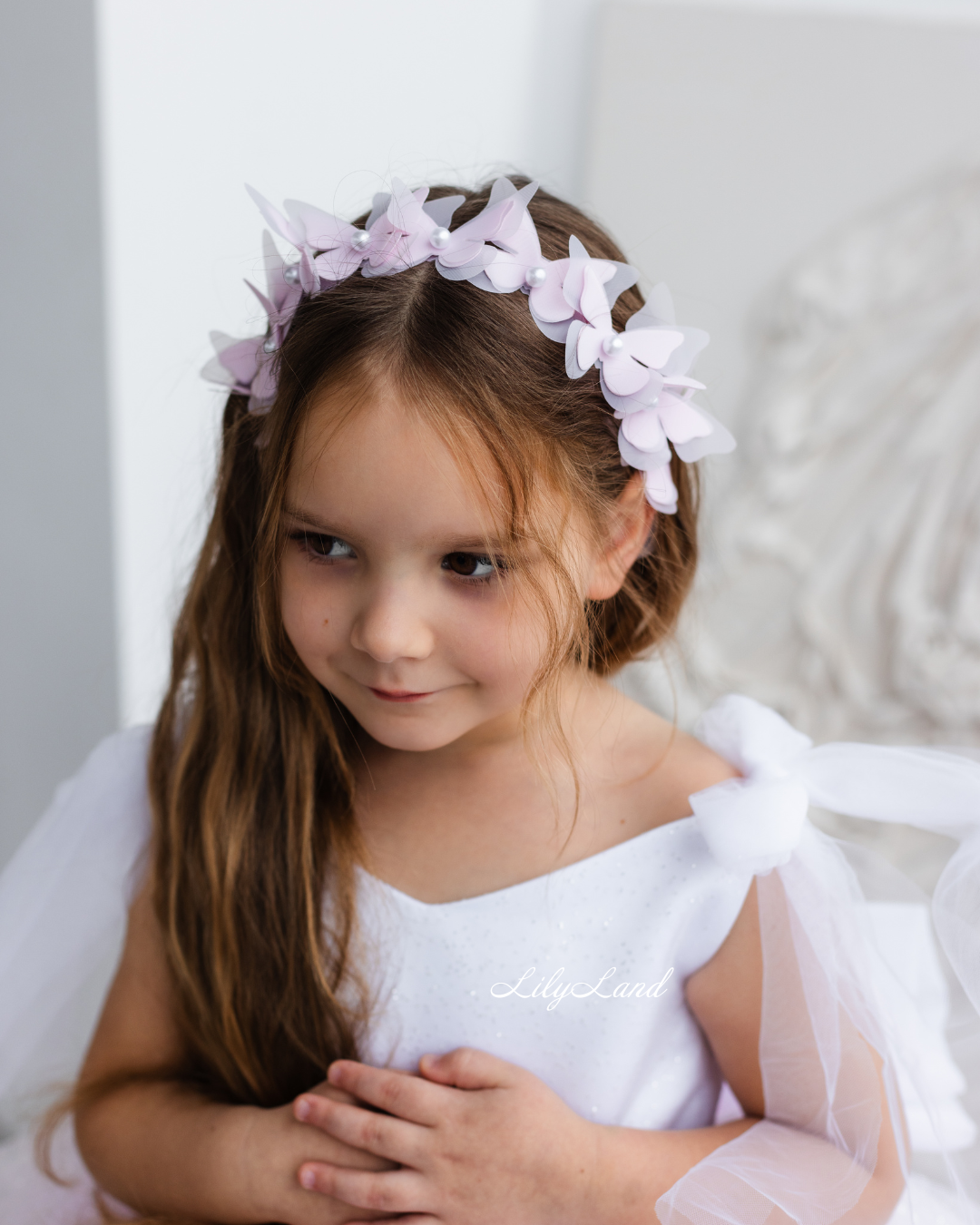 Judy Sparkling Tulle Sleeveless Girl Dress in White Pink Ombre