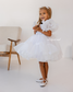 Marseille Puffy Dress in White with White Butterflies