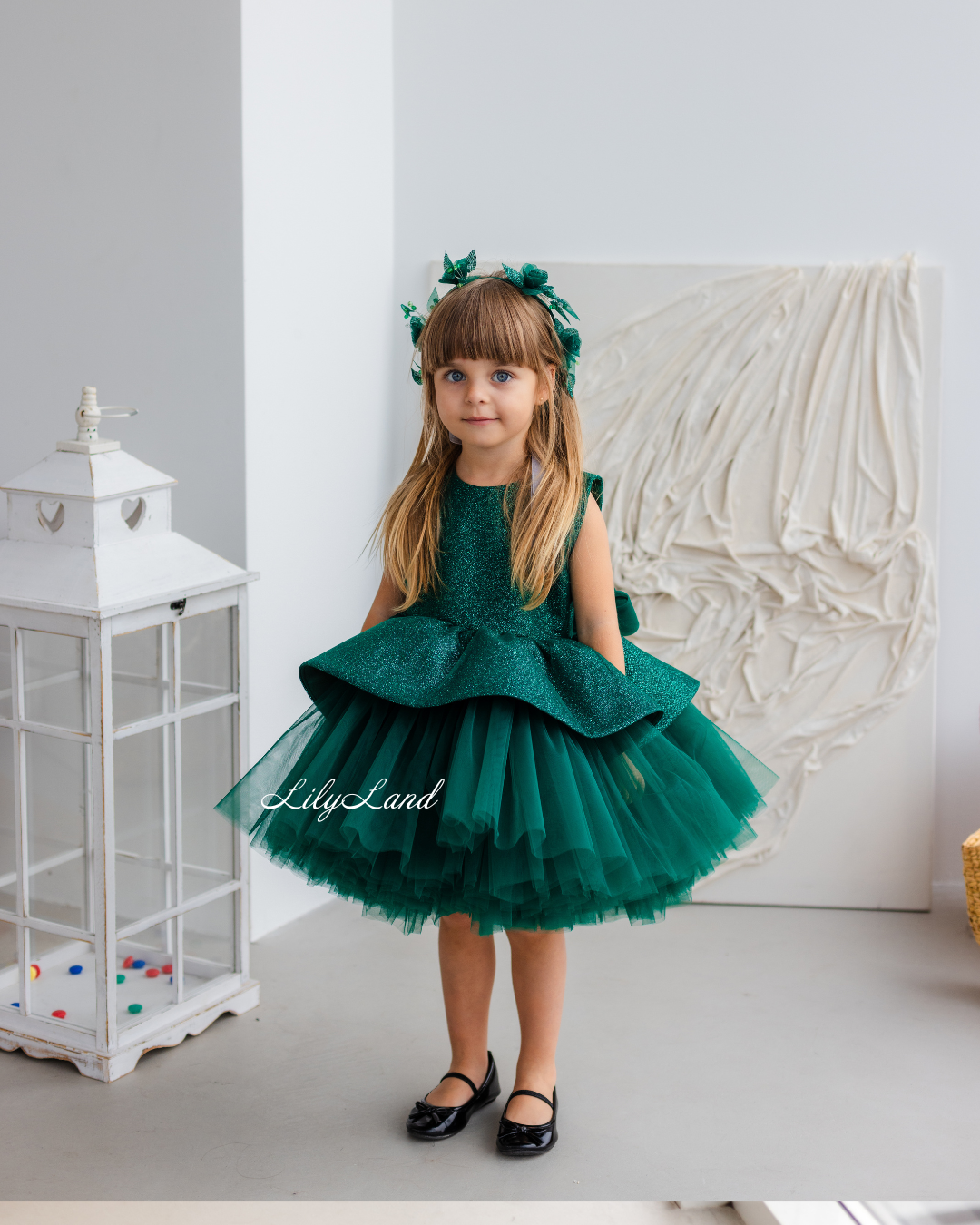 Nancy Tutu Glitter Girl Dress in Emerald Green