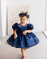 Kira Glitter Puffy Girl Dress in Dark Blue