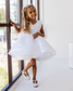 Malva Girl Dress with 3D Flower Lace in White