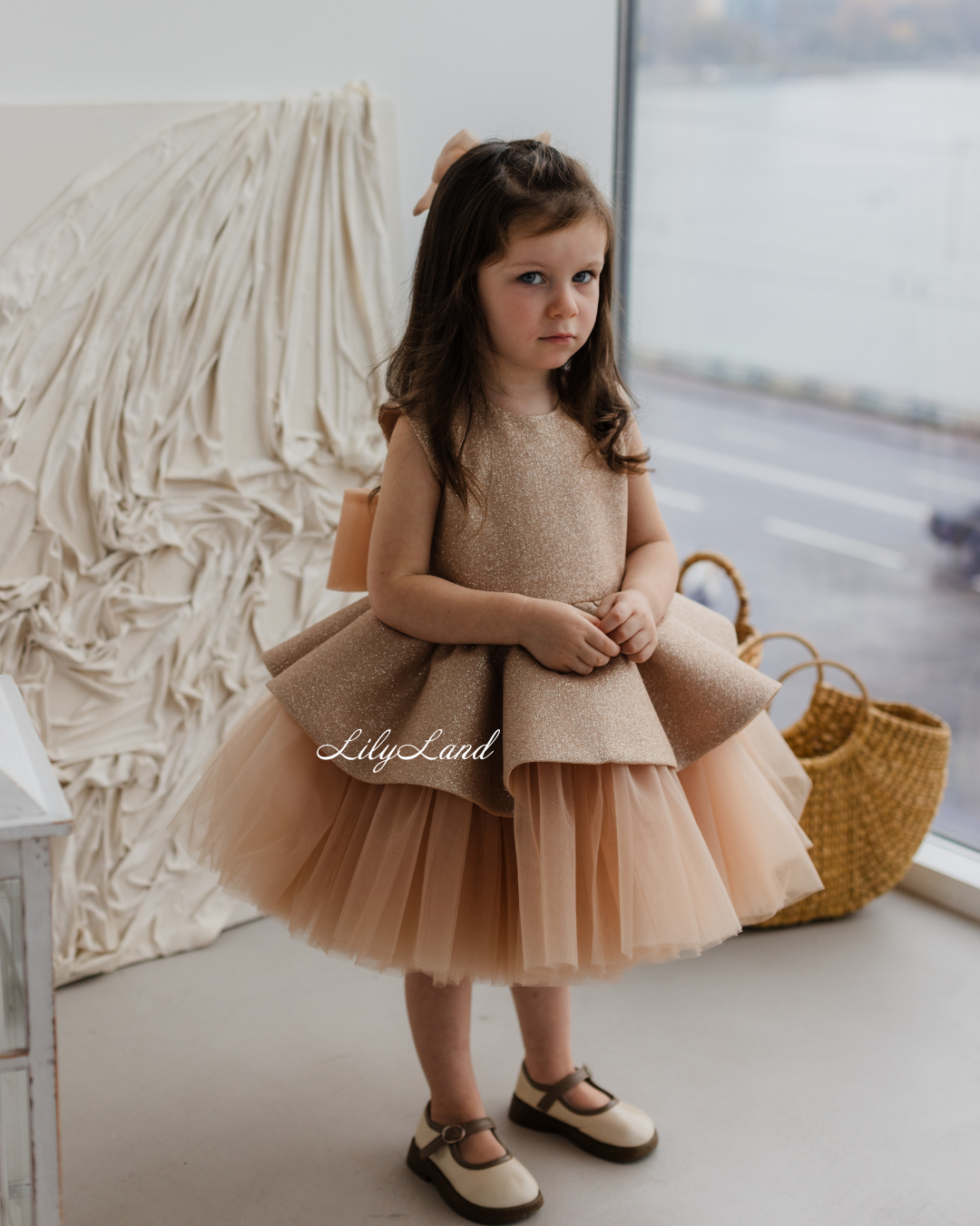 Nancy Tutu Glitter Girl Dress in Beige