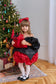 Dolly Glitter Christmas Dress in Black with Red