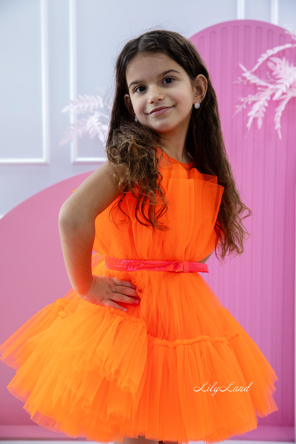 Barbie Tutu Girl Dress in Neon Orange