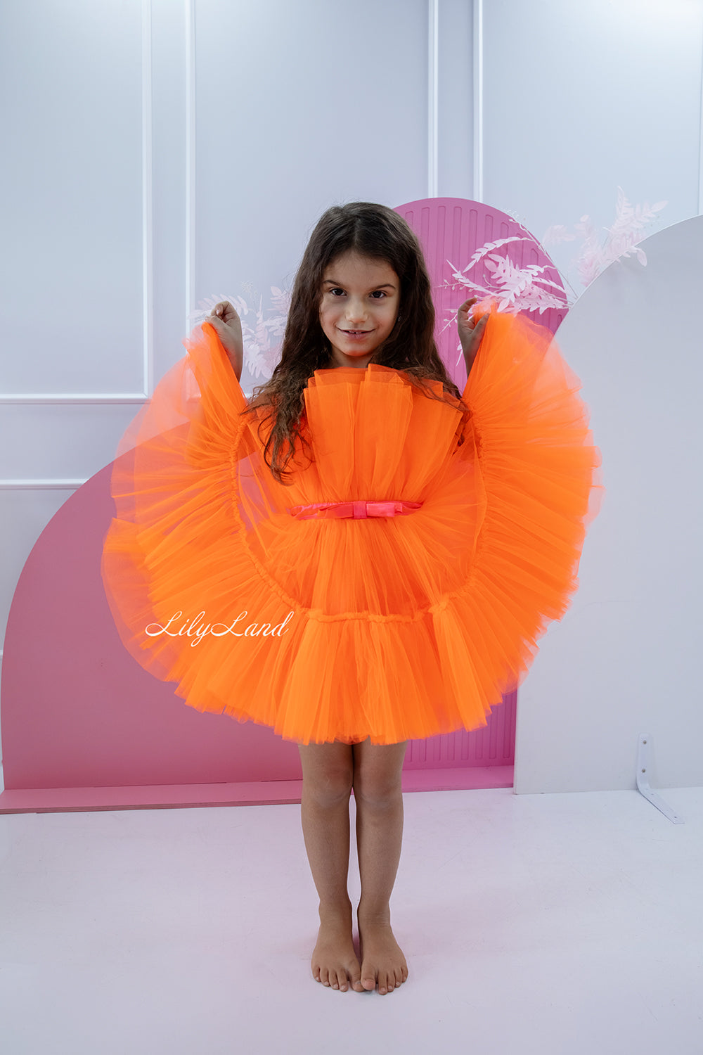 Barbie Tutu Girl Dress in Neon Orange