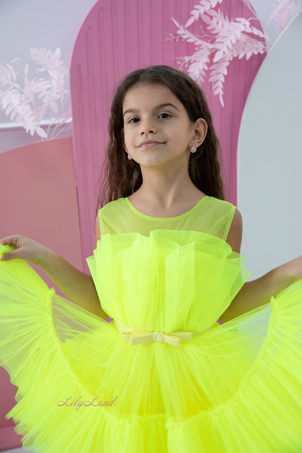 Barbie Tutu Girl Dress in Neon Yellow