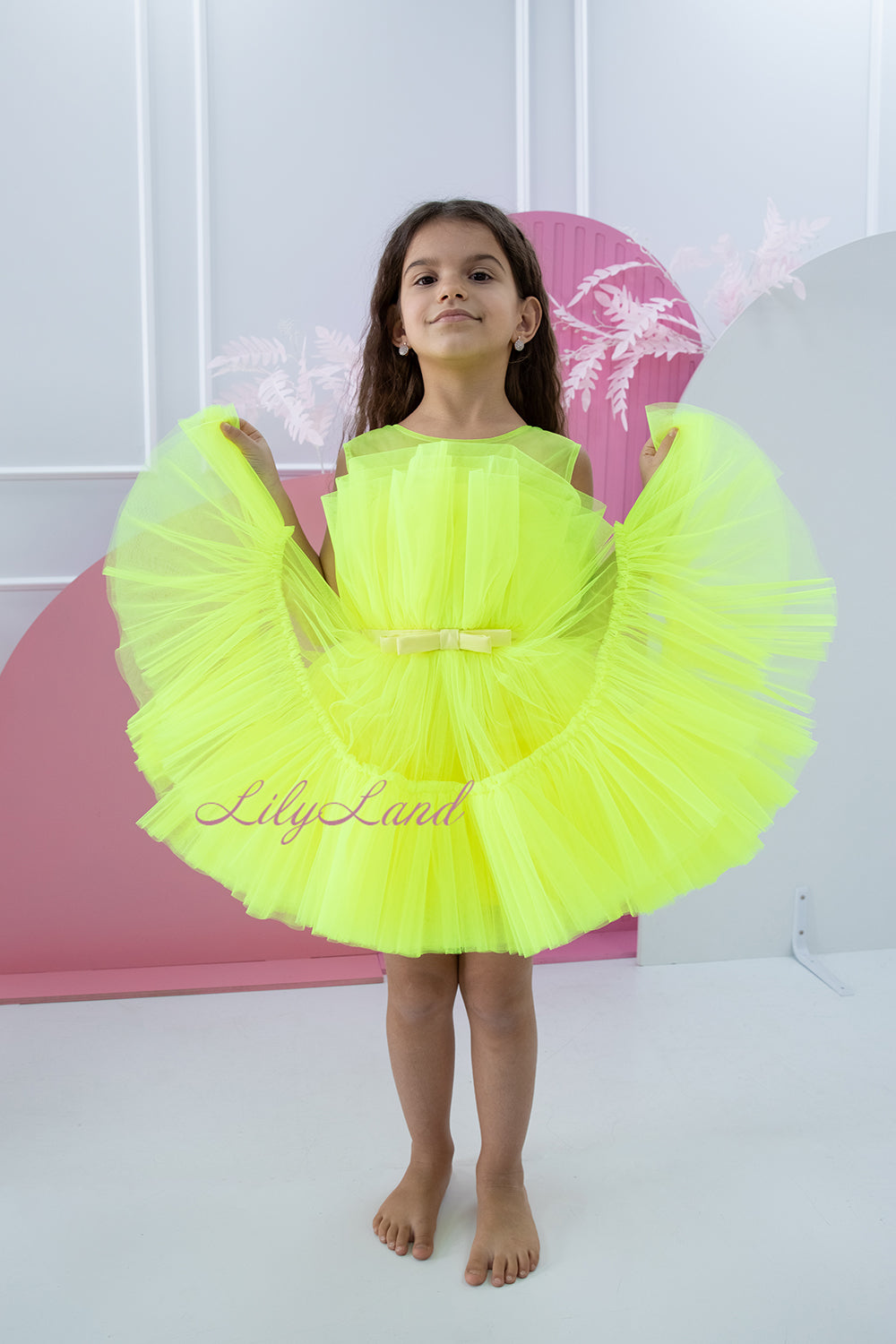 Barbie Tutu Girl Dress in Neon Yellow