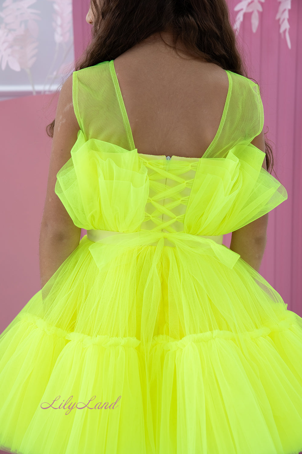 Barbie Tutu Girl Dress in Neon Yellow