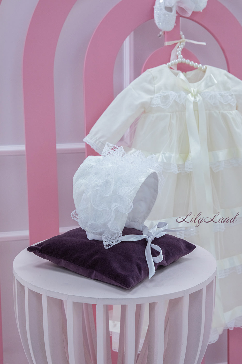 Baptism/Christening Ivory Baby Girl Dress with Long Sleeves