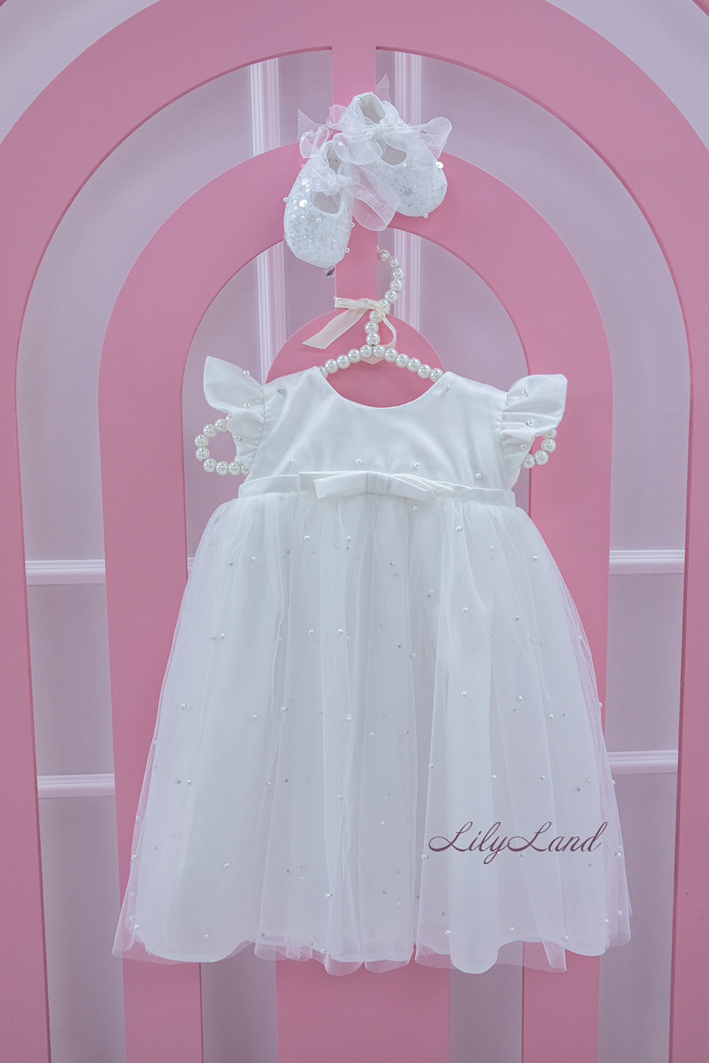 Baptism/Christening Ivory Baby Girl Dress with Pearls