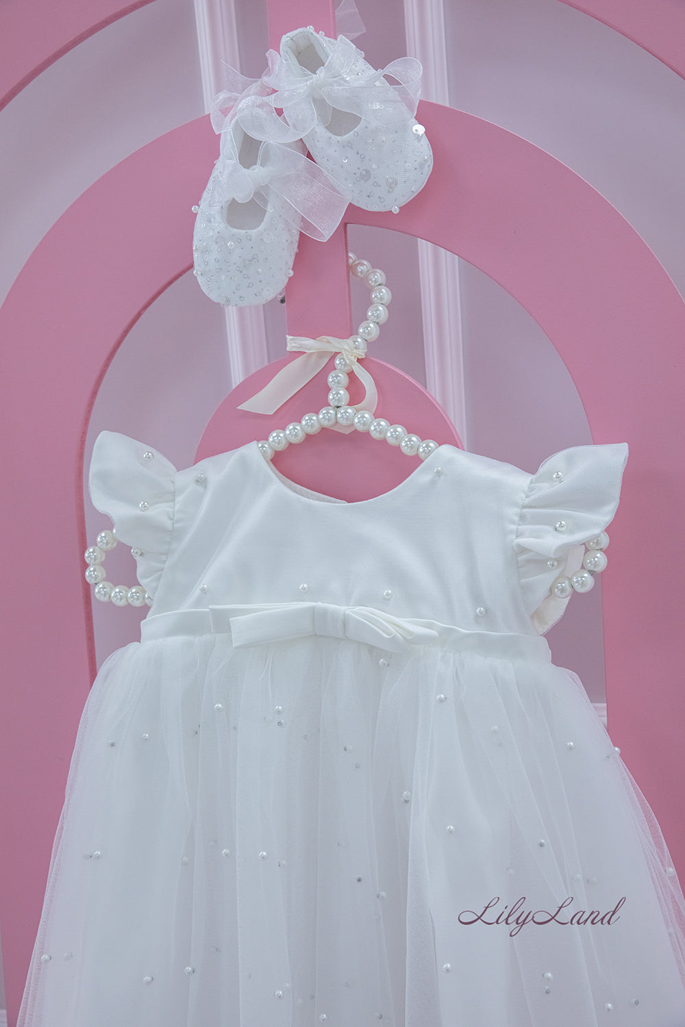 Baptism/Christening Ivory Baby Girl Dress with Pearls