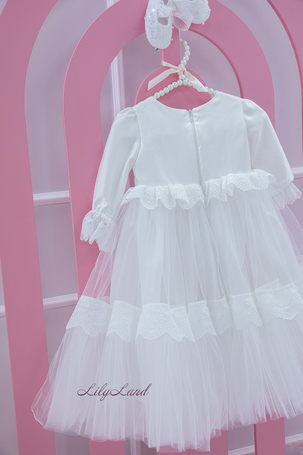 Baptism/Christening White Baby Girl Dress with Long Sleeves