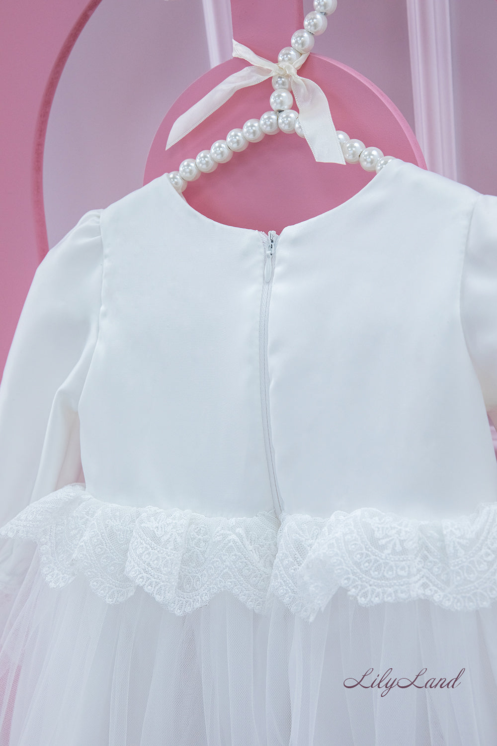 Baptism/Christening White Baby Girl Dress with Long Sleeves