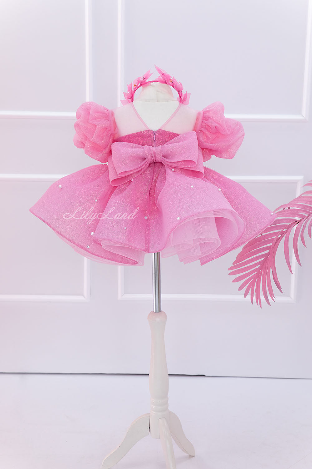 Kira Glitter Puffy Girl Dress in Pink